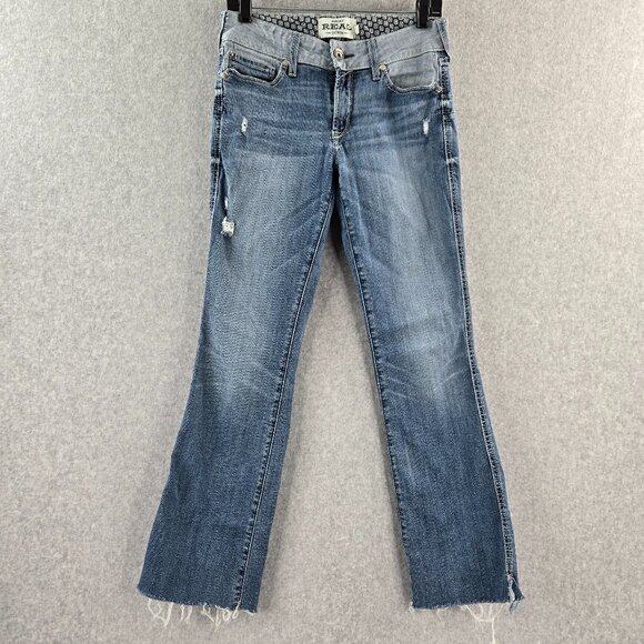 Ariat Real Jeans Womens 28x31 R Bootcut Raw Hem Distressed Low Rise Capitola - Picture 1 of 14